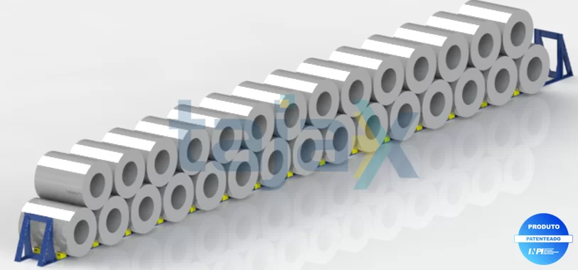 Berço para armazenamento de bobinas (sistema modular e regulável)
